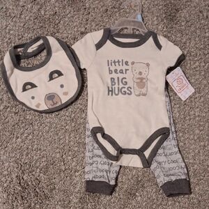 Swiggles Cream and Gray Bear Matching Set